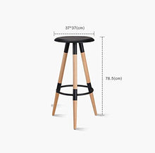 LWW Sgabelli, sgabelli da bar di legno solido Bar Chair Sgabello Alto semplice europea,Nero