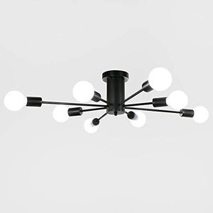 LynPon Plafoniera Vintage con 8 Bracci, Metallo Nero Lampadario Moderna, lampada da soffitto moderna per salotto o sala da pranzo