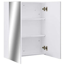 Tidyard Armadietto a Specchio Armadietto da Bagno con Specchio Mobiletto Pensile da Bagno con 2 Anta e 3 Ripiani 60x15x75 cm Bianco e Argento
