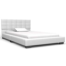 Festnight Letto con Materasso Memory Foam Bianco in Similpelle con Rete a Doghe di Legno 90x200 cm