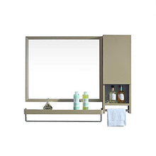 AJH Specchio da Bagno Rettangolare Moderno e Minimalista in Acciaio Inossidabile con pratici armadi Laterali e portasciugamani monostrato Portaoggetti da Parete per Bagno Uno