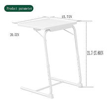 Odegltina - Tavolino da letto, per laptop, divano, da portata, tavolino da caffè, tavolino in metallo regolabile in altezza, facile da montare (bianco)