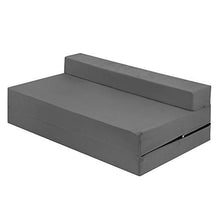Futon Z - Divano letto matrimoniale pieghevole per adulti e bambini, con rivestimento rimovibile con cerniera, colore: grigio