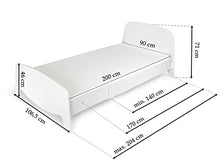 leomark Lettino in legno - Sophia - Letto regolabile (3 varianti di lunghezza) + rete a doghe, mobili per bambini e adulti, spacio per dormire 200/90, materasso 200/90 cm incluso (Il mio cavallo)