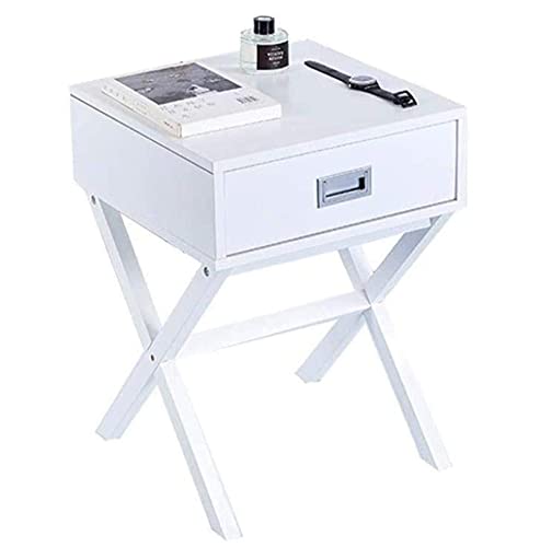 N/Z Attrezzatura Domestica Comodino Mobili a Forma di X Accent per Comodino Domestico con cassettiera Soggiorno e Camera da Letto (Colore: Bianco)