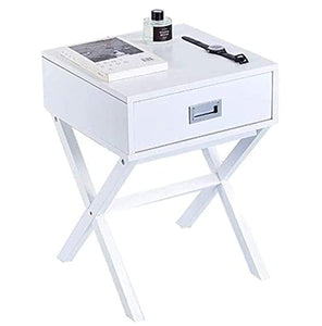 N/Z Attrezzatura Domestica Comodino Mobili a Forma di X Accent per Comodino Domestico con cassettiera Soggiorno e Camera da Letto (Colore: Bianco)