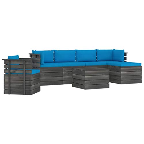 FAMIROSA Set Divani da Giardino su Pallet 7 pz con Cuscini Massello Pino-1879