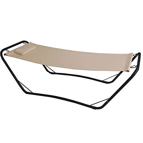 Ranieri Lettino Amaca A Dondolo con Supporto Java in Acciaio e PVC Beige