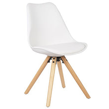 WOLTU BH52ws-1 Sedia Sala da Pranzo Sgabello con Schienale in Plastica e Ecopelle Senza Braccioli Gambe di Legno Bianco