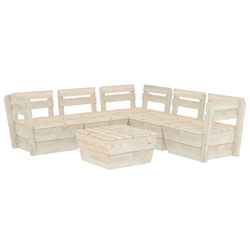 FAMIROSA Set Divani da Giardino su Pallet 6 pz in Legno Abete Impregnato-3720