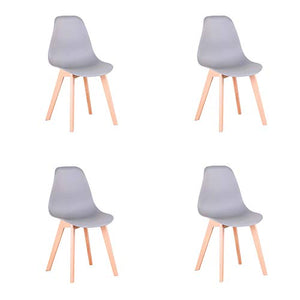 GrandCA Set di 4 sedie, sedie in Stile Nordico con Gambe in Legno massello, sedie per Soggiorno, sedie per Cucina,sedie per Ufficio (Grigio)