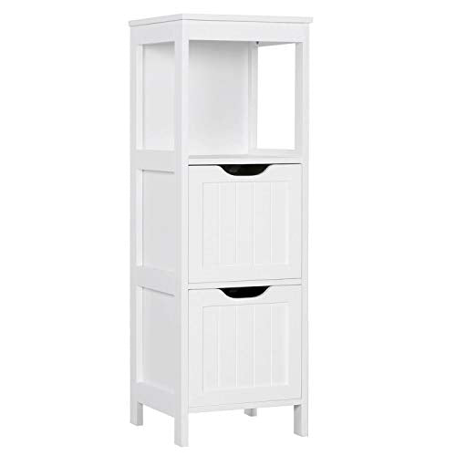 Yaheetech Armadietto da Terra in Legno Mobile per Bagno Mobile Autoportante ad Angolo Armadio con 2 Cassetti per Medicine Mobile da Cucina Salotto Soggiorno Corridoio 89 x 30 x 30 cm