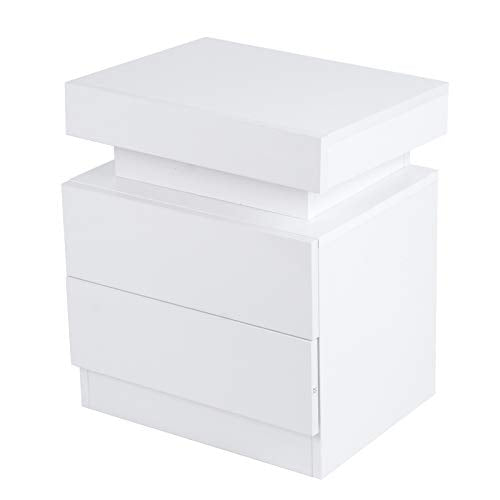 DFGH Comodino, Comodino A LED da Comodino Luminoso Grande capacità Armadio con 2 Cassetti per Tappo da Camera da Letto 110V