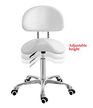 Sgabello da sella con schienale ergonomico per Esthetician Seat per Salon Tattoo Shop Spa Home Dentist Clinic (con schienale, bianco)