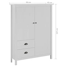 FAMIROSA Armadio a 2 Ante Hill Range Bianco 99x45x137cm in Legno di Pino Bianco