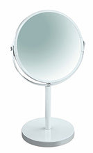 Spirella - Specchio rotondo girevole per trucco e rasatura, in metallo, bianco, 17 x 17 x 27 cm