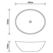 Lavabo da bagno di lusso in ceramica ovale bianco 400 x 330 x 135 mm