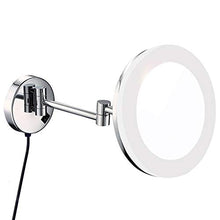 LZNAN - Specchio da trucco da parete con illuminazione a LED e ingrandimento, cromato lucido, plug in, di alta qualità