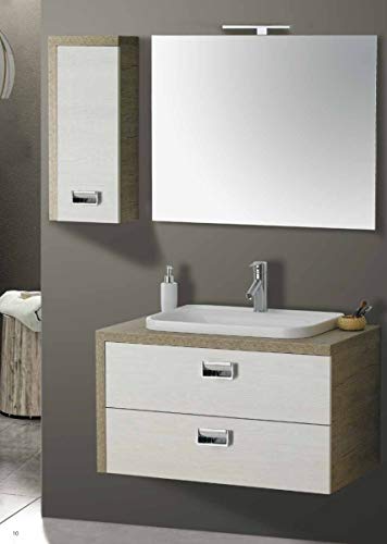 Set Mobile Lavabo Specchio LED Arredo Bagno Moderno Dallas90 CERAMICHEMIRANDA-Bronzo