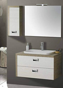 Set Mobile Lavabo Specchio LED Arredo Bagno Moderno Dallas90 CERAMICHEMIRANDA-Bronzo