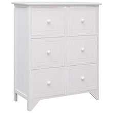 Lasamot Mobile Laterale con 6 cassetti Credenza Armadio di stoccaggio Armadio Hall per Soggiorno Camera da Letto Bianco Stile 2 60x30x75cm Legno di paulonia