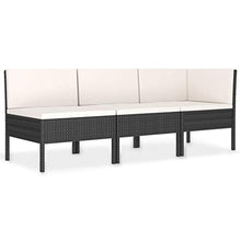 FAMIROSA Set Divani da Giardino 3 pz con Cuscini in Polyrattan Nero-0202