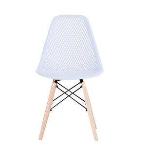 GroBKau - Set di 4 sedie con gambe in metallo, per sala da pranzo, soggiorno, colore: bianco