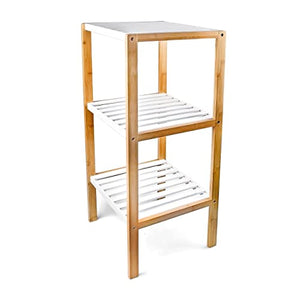Relaxdays Scaffale da Bagno in bambù, HLP: 80 x 33 x 34 cm, 3 Ripiani, Mobiletto Salvaspazio Cucina, Naturale Bianco, Legno