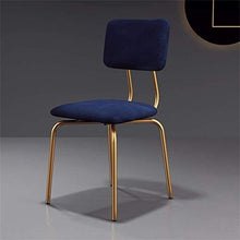 Sgabello da bar con gambe in metallo dorato, per il tempo libero, sedia in velluto con schienale medio (colore: blu)