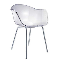 Damiware Romeo - Set di 2 sedie da salotto, in policarbonato e metallo, design retrò, per ufficio, salotto, cucina, soggiorno (cristallo)