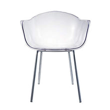 Damiware Romeo - Set di 2 sedie da salotto, in policarbonato e metallo, design retrò, per ufficio, salotto, cucina, soggiorno (cristallo)