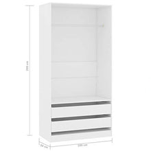 Montloxs Armadio in truciolare, 1 Grande Scomparto con un'asta per Appendere e 2 cassetti, ripiano per Maglioni, 100x50x200 cm, Bianca
