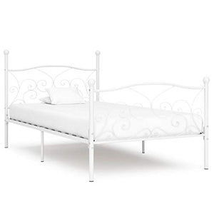 BIGTO - Struttura letto in metallo, per camera da letto, stile bianco, 90 x 200 cm