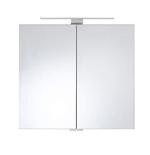 Generisch Saturn - Armadietto a specchio in alluminio Primo, con pannello posteriore in vetro bianco, 900 x 700 x 155 mm