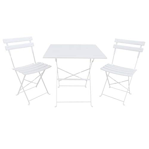 Paniate Design Set Bistrot Tavolo 70x70 + 2 Sedie Bianco