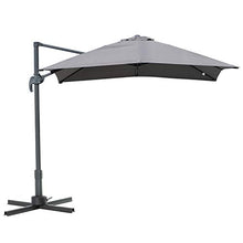 Outsunny Ombrellone da Giardino a Manovella 250x250cm con Rotazione a 360°, Parasole Regolabile su 5 Livelli, Grigio