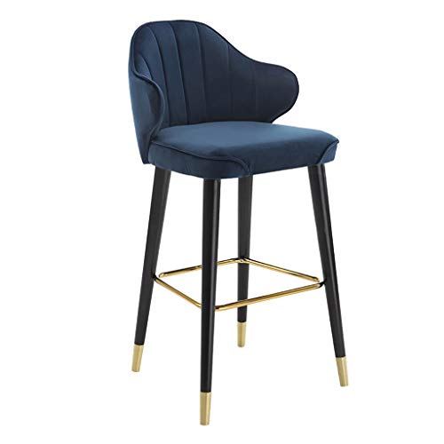 LYRWISHJD Sgabello da Bar in Velluto, con Schienale, Adatto per Sala da Pranzo E Cucina, Adatto per Lounge, Bar, Bistrot，Caricare 250 kg (Color : Blue, Size : Seat Height:74cm)