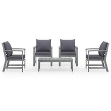 Tidyard Set 5pz da Pranzo da Giardino con Cuscini, Tavolo Sedie da Giardino, Set Mobili da Giardino in Legno massello di Acacia,Set Tavolo e Sedie da Esterno,Colore Cuscino Grigio Scuro