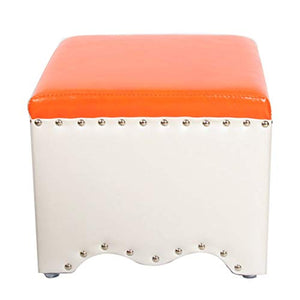 Mobili per la casa e Giardino Sgabello Imbottito Sgabello/Sgabello Imbottito in Stile Europeo/Sgabello Quadrato per tavolino Soggiorno-Bianco + Arancio Ottomani da Cucina