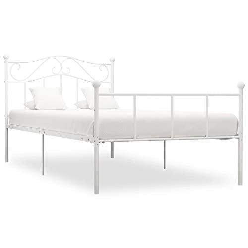 BIGTO - Struttura per letto in metallo e acciaio, per camera da letto, stile bianco, 90 x 200 cm