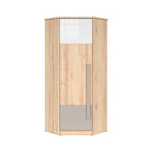 SMARTBett NAMECK - Armadio angolare 1 anta in faggio, bianco lucido/grigio