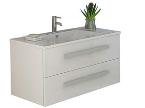 Set di lavabo Jet-Line Rapperswil III in bianco lucido, mobile da bagno, set di mobili da bagno, colore: bianco lucido