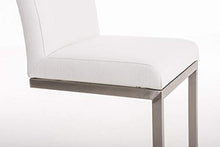 CLP Sgabello Alto in Acciaio Inox Paros in Stoffa I Sgabello Bar Imbottito Alt. 77 CM I Sedia Cucina Design con Schienale, Colore:Bianco