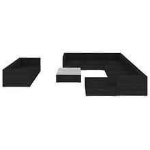Festnight Set Divani da Giardino in Polyrattan, Set di Mobili da Giardino, Set Divano Esterno con Cuscini Nero 10 pz