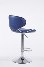CLP Sgabello Design Cucina Las Vegas V2 In Similpelle Con Schienale I Sedia Alta Imbottita Girevole Regolabile 62-82 CM, Colore:blu, Colore del telaio:cromo
