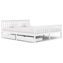 Lasamot Struttura Letto in Legno massello di Pino per Adulti, Bambini, Struttura Letto con 2 cassetti, Bianco, Dimensioni Materasso Adatte 180x200 cm (Senza Materasso)