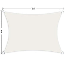 SONGMICS 4 x 6 m Tenda Parasole Vela Ombreggiante, Resistente all'Acqua Fino ad Almeno 1000 mm, Protettiva del Sole, Giardino Cortile Terrazza Campeggio, Poliestere Antistrappo, Beige GSH46IVV2