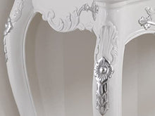 Simone Guarracino Luxury Design Consolle e Specchio Eleonor Stile Barocco Moderno arredo Bagno Bianco Laccato e Foglia Argento Marmo Crema