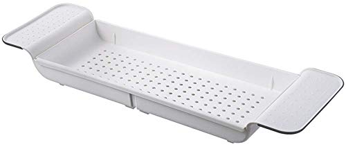 HOMERACK Porta Bottiglie Vino Vasca da Bagno Caddy BathTray Rack Dish Drainer Holder for Pad Book Phone Wine Candle Accessori Bagno Storage Drying Compatto Estendibile Side Antiruggine Impermeabile