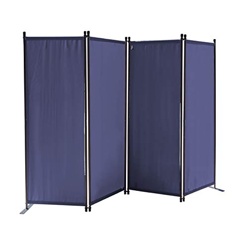QUICK STAR Paravento da Giardino 220 x 165 cm 4 parti pieghevole Divisorio in Tessuto Balcone Protezione della Privacy Blu